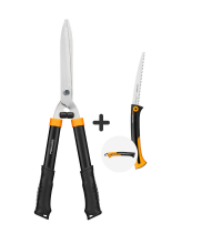 Градински комплект Fiskars - ножица за храсти Solid HS21 и сгъваем трион Xtract™ SW75