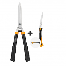 Градински комплект Fiskars - ножица за храсти Solid HS21 и сгъваем трион Xtract™ SW75