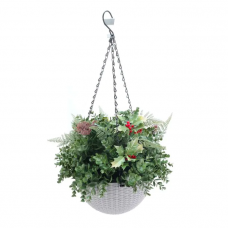 Външна украса висяща кошница КОЛЕДЕН ИЛЕКС UV H=30 cm