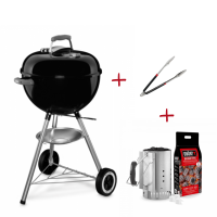 Комплект Барбекю на въглища WEBER® Classic Kettle 47 cm  + Уред за бързо разпалване с брикети и кубчета + Щипка за готвене