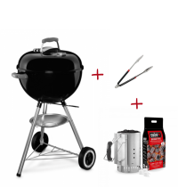 Комплект Барбекю на въглища WEBER® Classic Kettle 47 cm  + Уред за бързо разпалване с брикети и кубчета + Щипка за готвене