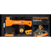 Подаръчен комплект Fiskars: Брадва XXS_X5 + Телескопичен трион S SW73 + Универсален нож с вградено точило