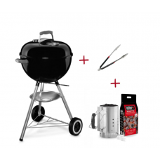 Комплект Барбекю на въглища WEBER® Classic Kettle 47 cm + Уред за бързо разпалване с брикети и кубчета + Щипка за готвене